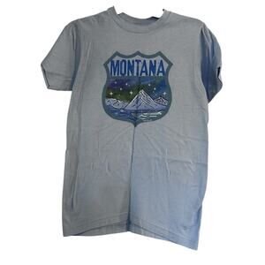 Xs Montana Tshirt Mountains Stars NWT Light Blue